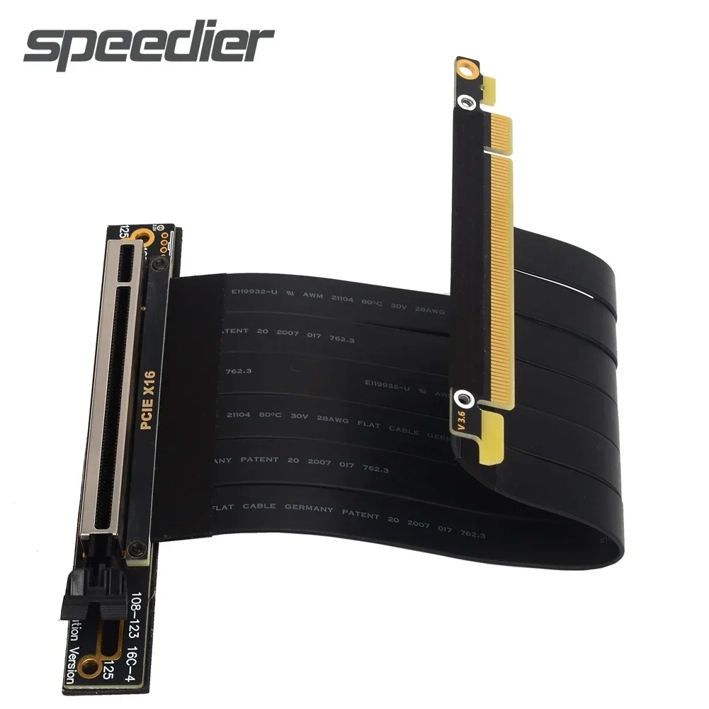 Cable de extensión de tarjeta de vídeo en ángulo recto doble de 90 grados Gen3 PCI Express x4 x8 x16 a x16 Cable elevador para gráficos GPU Vertical - imagen 2