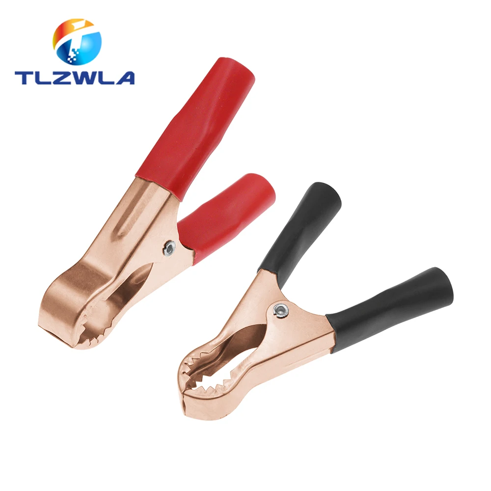 2 uds 50A rojo + negro 80mm cocodrilo coche caravana Van batería prueba Clips de plomo mejor promoción pinzas de cocodrilo - imagen 2