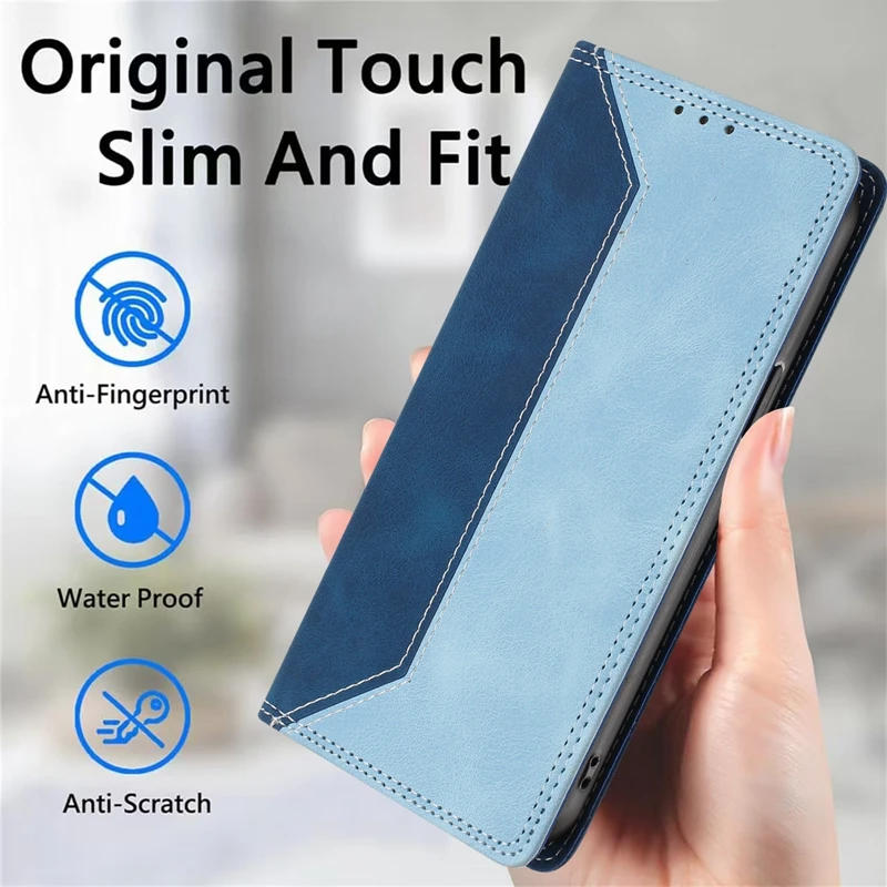 Para Realme P4 Pro Funda con tapa magnética para Coque Realme P 4 p4 pro Funda de teléfono RealmeP4 Funda de cuero con bloques de Color a la moda - imagen 5