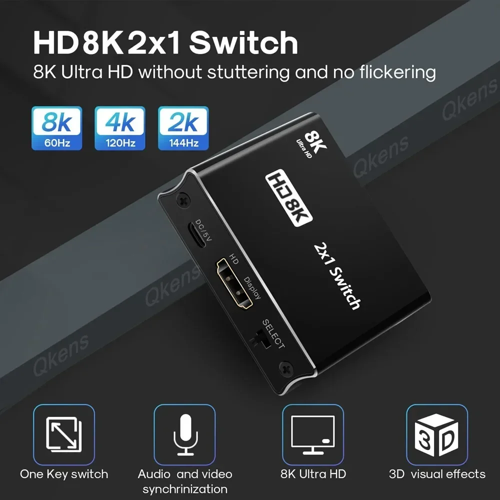 Adaptador de conmutador HDMI 2,1, 8K, 4K120Hz, 1080p, 8Kp60, 2x1, convertidor de vídeo para PS4, PS5, cámara, portátil, PC a proyector de TV - imagen 2