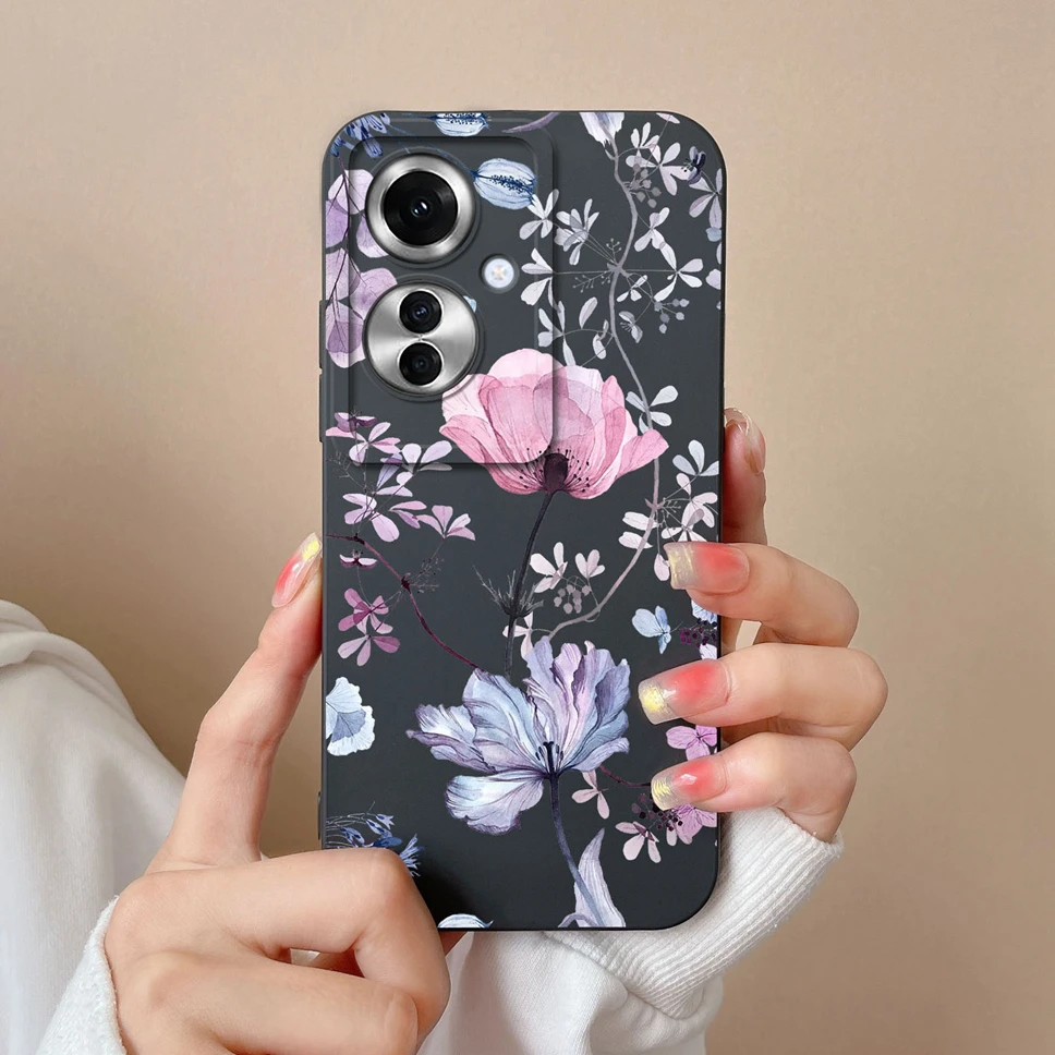 Funda de teléfono para Oppo Reno11 F F25 Pro 5G, cubierta protectora de silicona cuadrada, flores encantadoras, gato, OppoF25Pro 5G - imagen 3