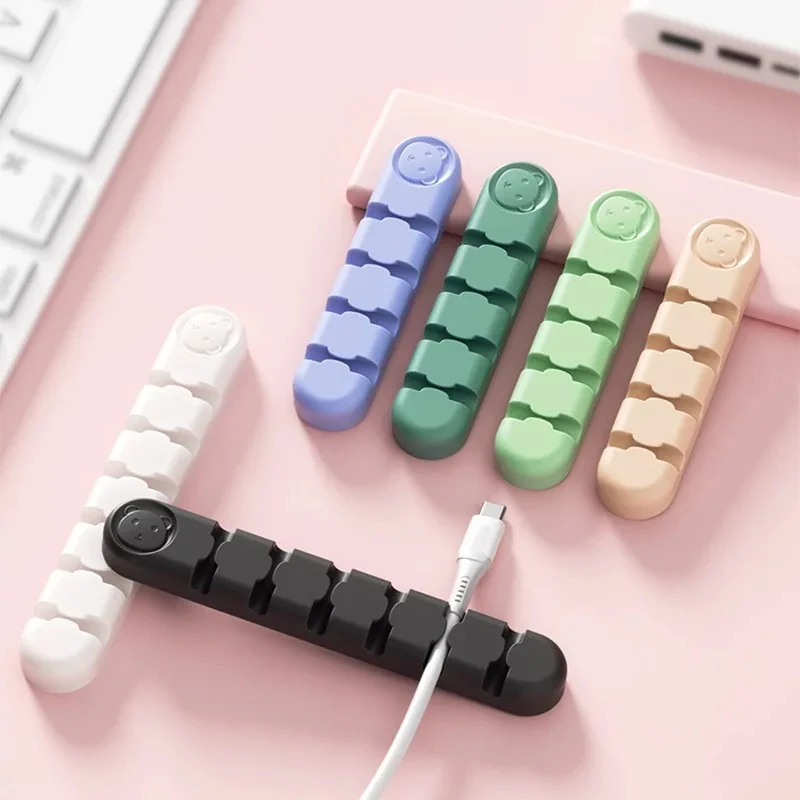 Enrollador de Cable USB de silicona, Clips de gestión de orden de escritorio en soporte de Cable de escritorio para ratón, auriculares y ordenador - imagen 2