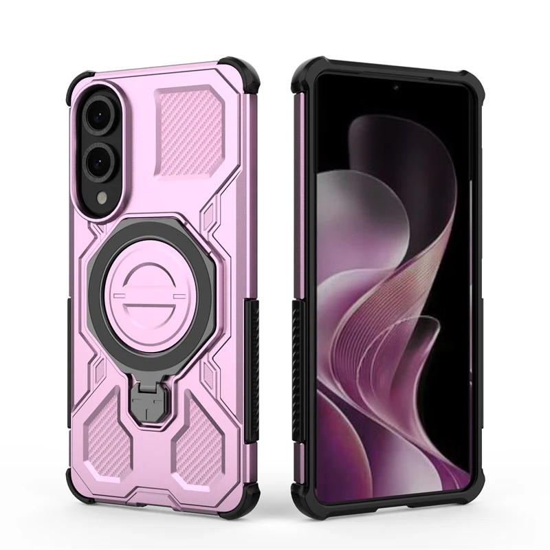 Funda de teléfono con soporte de Metal para Samsung Galaxy S25, Funda con borde, hoja magnética de hierro para Samsung S25, soporte de borde чехол, Funda trasera - imagen 4