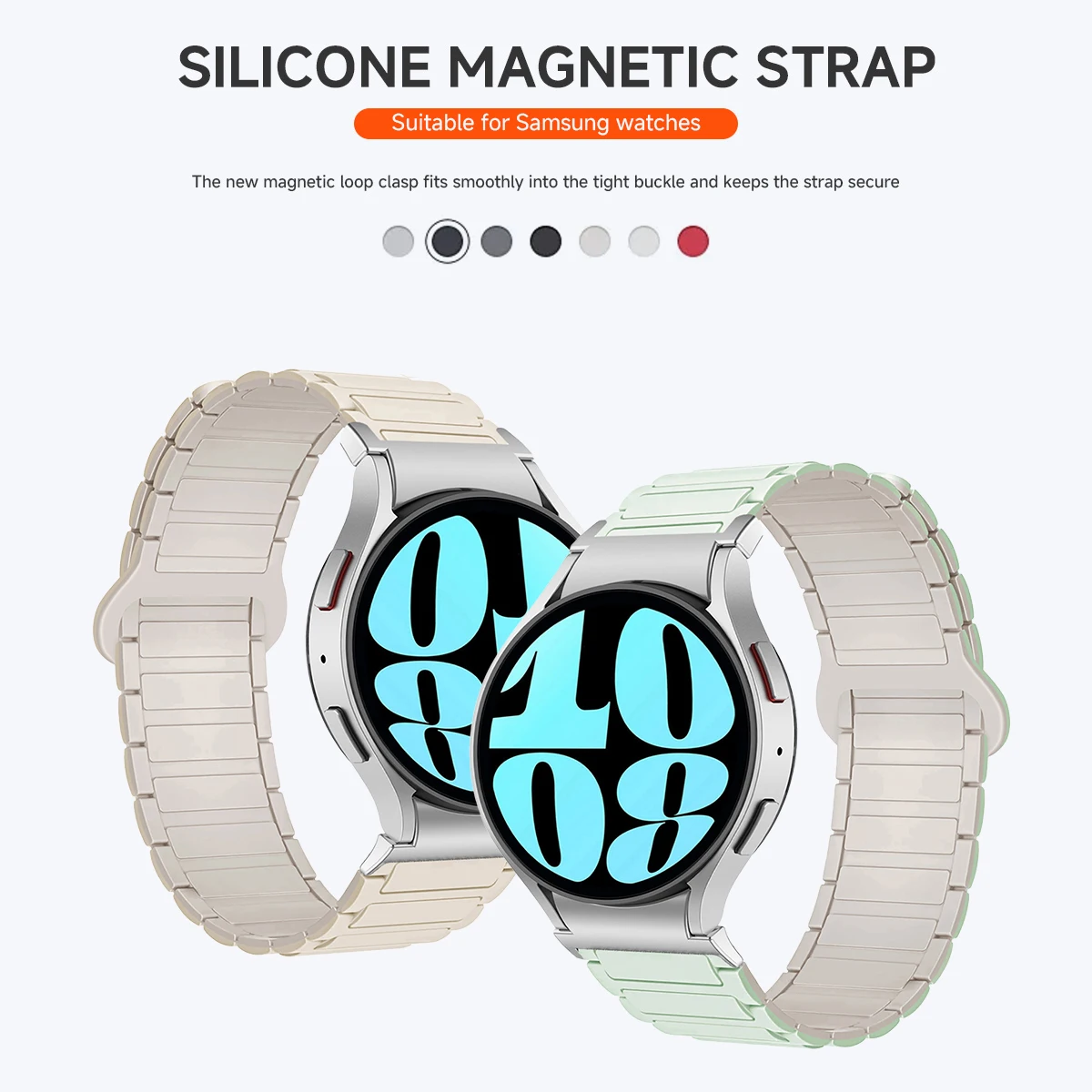 Correa magnética de silicona sin huecos para Samsung Galaxy Watch 7 6 5 4 40mm 44mm 5 Pro 45mm pulsera para Galaxy 6 4 Classic 43mm 47mm - imagen 2