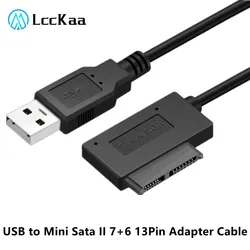 LccKaa Adaptador USB 2.0 a SATA Mini 13 pines - Cable para HDD/CD/DVD
