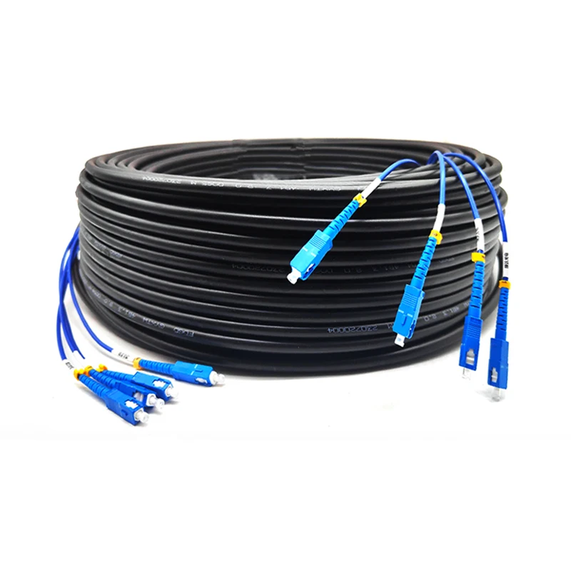 Cable de conexión de fibra óptica con cabezal LC SC FC de 100m Cable de fibra óptica blindado Cable de fibra óptica sin fusión para exteriores de 4 núcleos al por mayor - imagen 5