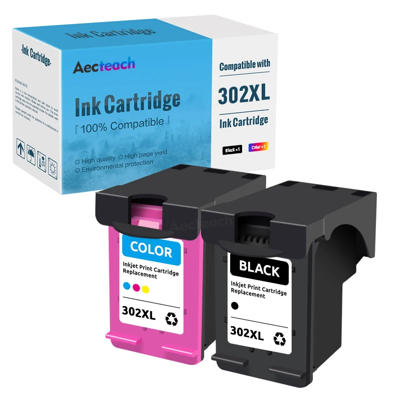 Aecteach Compatible con cartucho de tinta HP 302 XL Deskjet 2130 2135 1110 3630 3632 3830 3831 3833 4650 4654 4657 4510 impresora