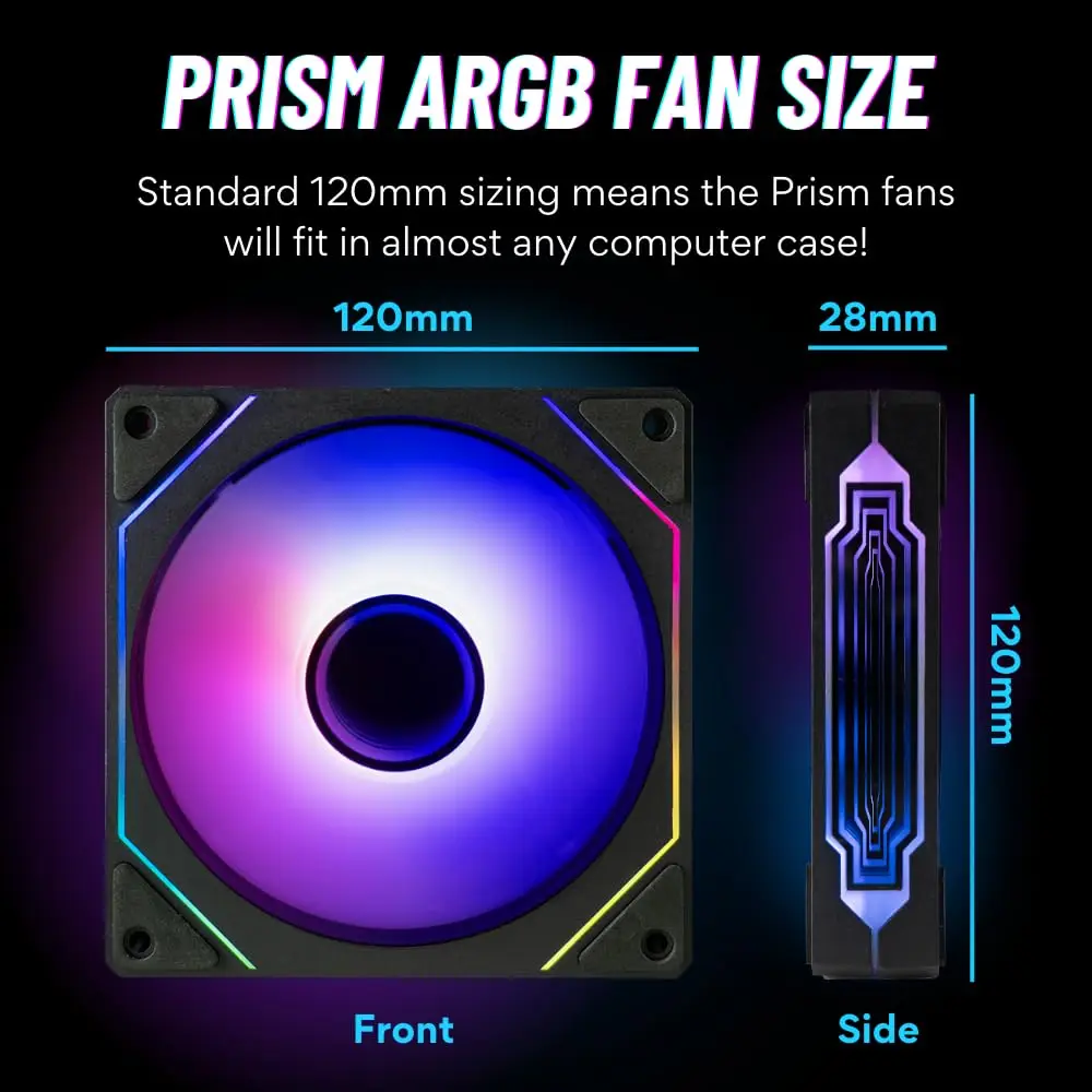 Ventilador con cubierta de computadora PRISM 4 PRO Mirror Cycle ARGB 120 mm 4 pines PWM PC Ventilador de refrigeración silencioso Ventilador de chasis de bajo ruido - imagen 5
