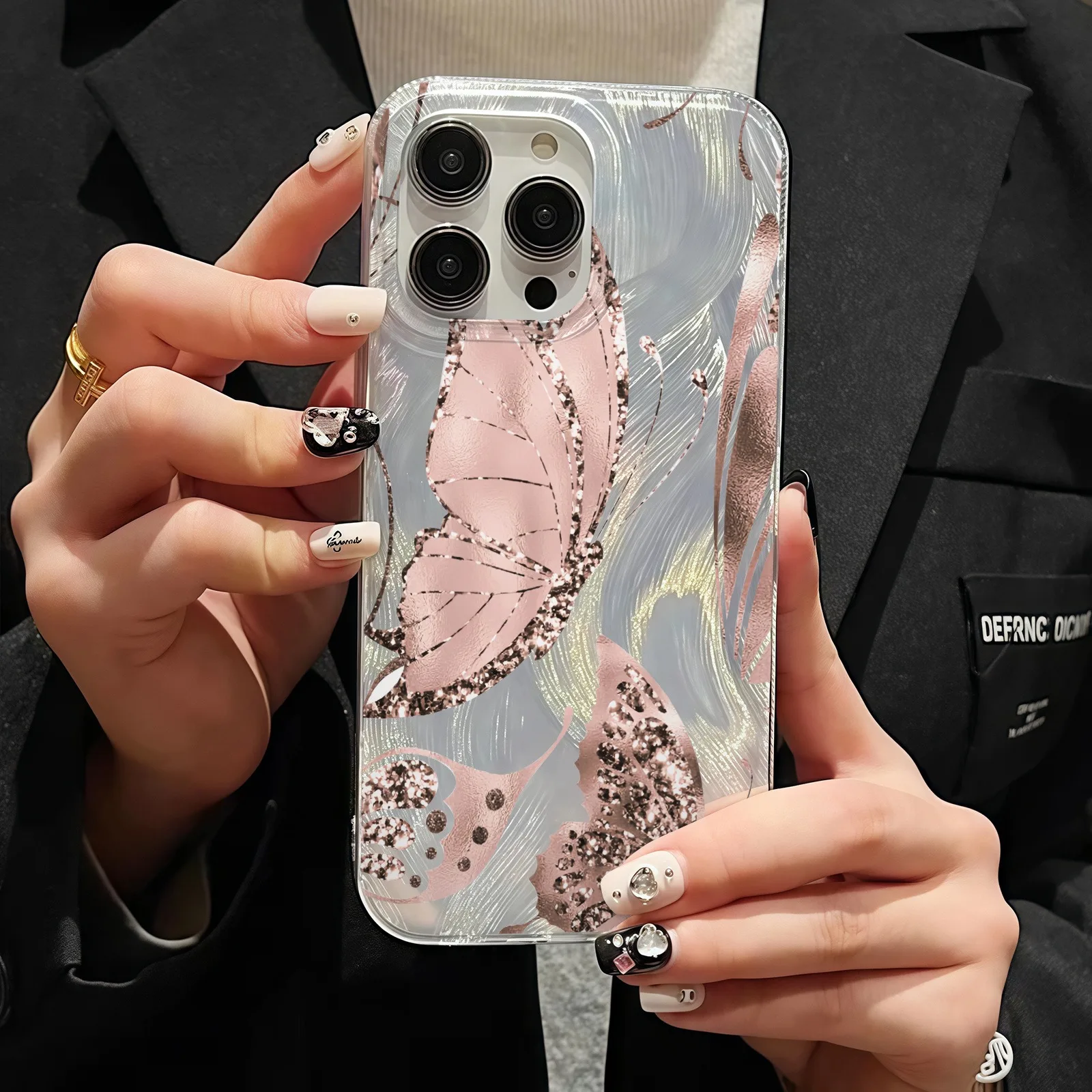 Funda de teléfono IMD de tul con diseño artístico de mariposa chapada en oro para Xiaomi Mi 11 Lite5G 14T 13T Poco X6 X5 M6 Pro F7 X7 - imagen 4