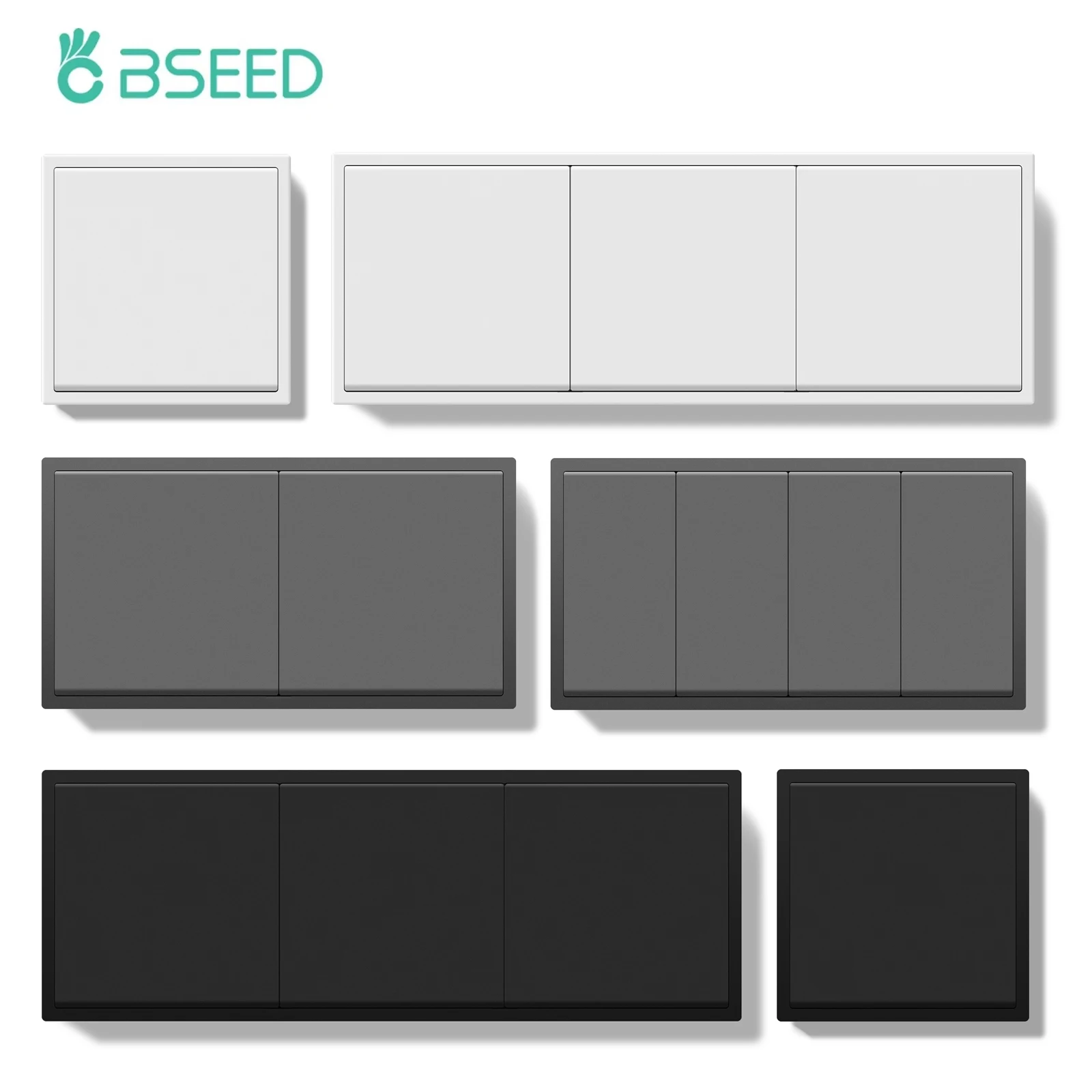 BSEED 1/2 interruptor de pared individual interruptor de luz doble interruptor de botón grande Triple 1 vía marcos de plástico estándar de la UE 10A