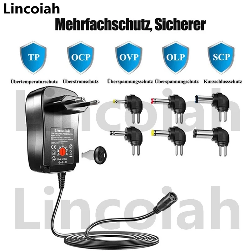 Adaptador Universal AC 100-240V DC 3V 4,5 V 5V 6V 7,5 V 9V 12V 30W fuente de alimentación ajustable multifunción para cámara de tira de luz LED - imagen 4