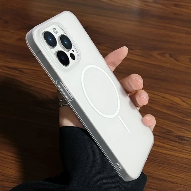 Funda magnética de carga inalámbrica translúcida mate de lujo para Magsafe para iPhone 16 15 14 13 12 Pro Max cubierta dura de PC a prueba de golpes - imagen 4