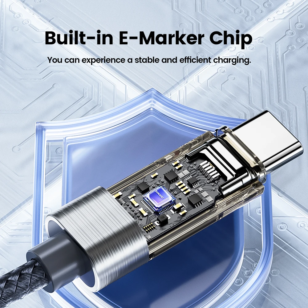 Toocki-Cable USB 6A a cargador de teléfono rápido con resorte USB C para Huawei PD100W, pantalla Digital transparente, Cable tipo C para ordenador portátil LG - imagen 3