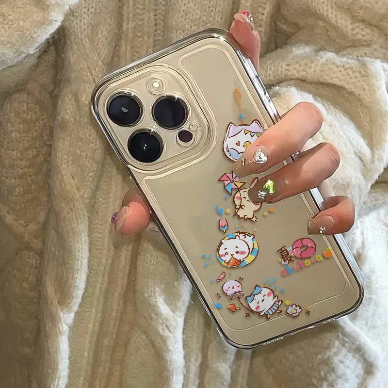 Funda de teléfono Chiikawa Wind Joyful Pursuit para iPhone 16 15 14 13 12 11 Pro Max XR XS MAX 7 8 PLUS Y2K cubierta de parachoques a prueba de golpes - imagen 3