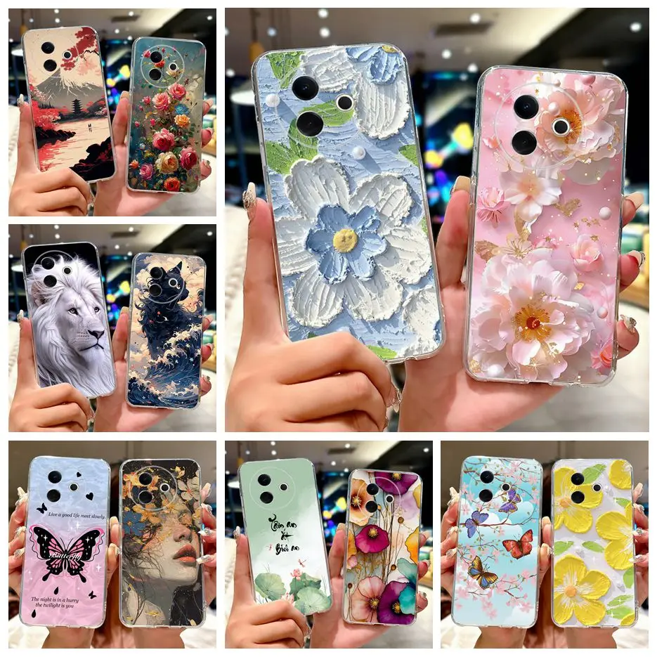 Para Vivo Y39 5G funda V2436 flores coloridas cubierta pintada funda de teléfono de silicona suave para Vivo Y300i V2444A Y 39 VivoY300i 5G Shell
