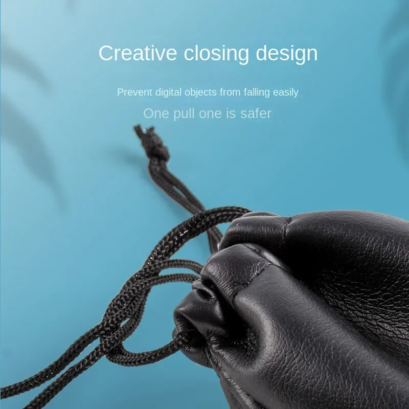 MAIWO-Bolso de cuero PU de alta calidad para auriculares, bolsa suave con cordón para auriculares, Cable de datos, impermeable, bolsa de almacenamiento - imagen 2