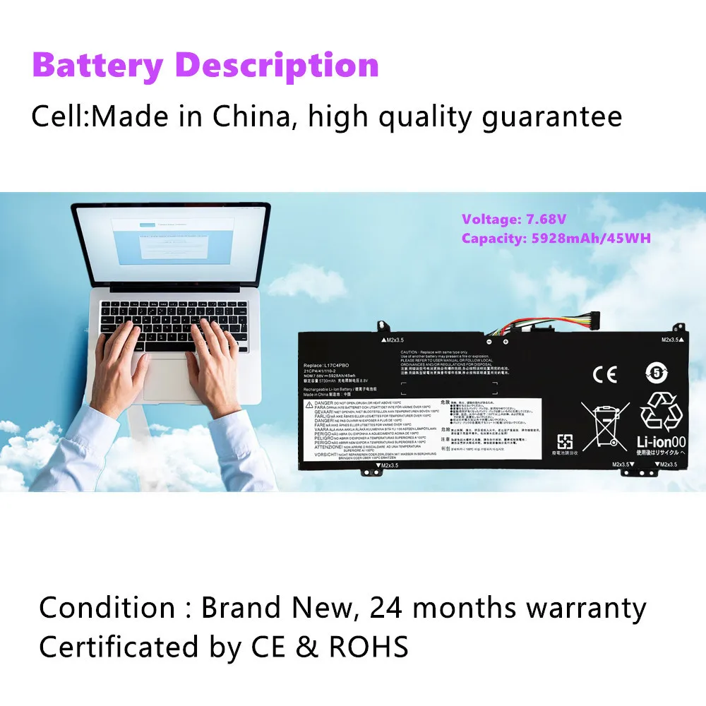 L17C4PB0 batería del ordenador portátil para Lenovo IdeaPad Yoga Air 14ARR 14IKBR 15ARR 15IKBR 530S-14ARR Flex 6-14IKB 6-14ARR L17M4PB0 - imagen 4