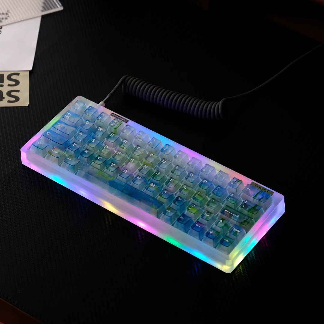 Aifei ABS 122 teclas teclas antiniebla translúcido estanque de loto luz de luna para teclado mecánico AULA F75 Ajazz Anne Pro2 juego PC - imagen 2