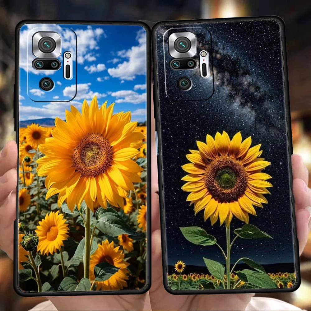 Hermosa funda de teléfono de girasol amarillo para Xiaomi Redmi Note 14 5G 13 12 10 11 Pro Plus 4G 14C 13C 12C 10C 9C funda suave de TPU