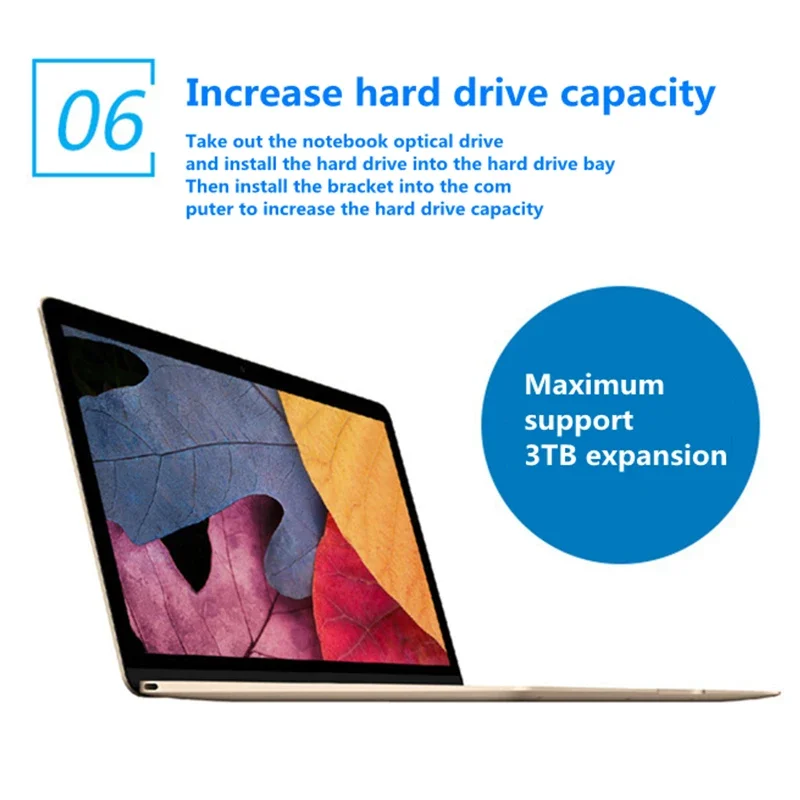 Bandeja de disco duro de aluminio y plástico para ordenador portátil de 12,7/9,5 pulgadas, Sata3 Ssd mecánico, soporte de unidad de estado sólido, Caddy de disco - imagen 4