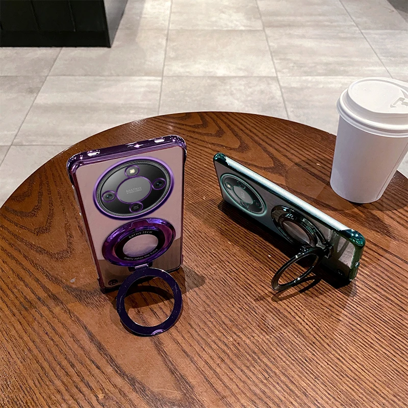 Funda para Honor X9D, soporte de anillo magnético, revestimiento transparente, cubierta dura fina sin marco para PC para Honor X9d X70, parachoques a prueba de golpes - imagen 3