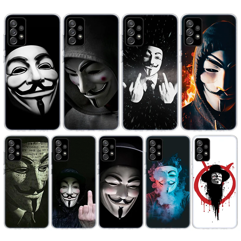 Anonymous V para Vendetta máscara funda de teléfono para Samsung Galaxy A56 A55 A54 A53 A16 A15 A14 A13 A36 A35 A34 A33 A26 A25 A24 A23 A05S