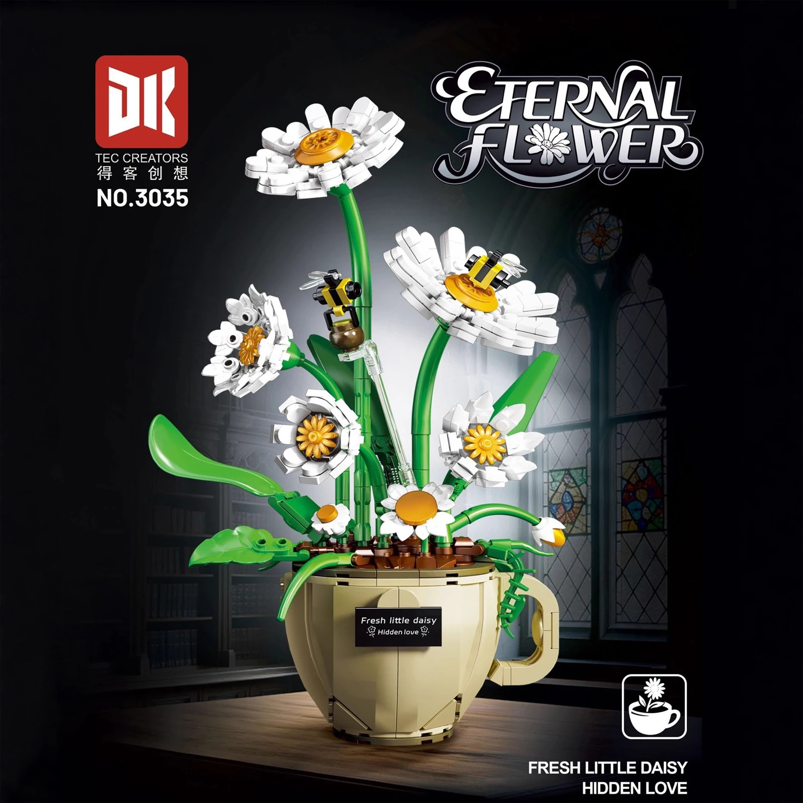 Bloques de construcción MOC, modelo de flores, taza de café, Margarita, ensamblaje de partículas pequeñas, ladrillos, maceta creativa, ramo de plantas, adornos, regalo - imagen 2