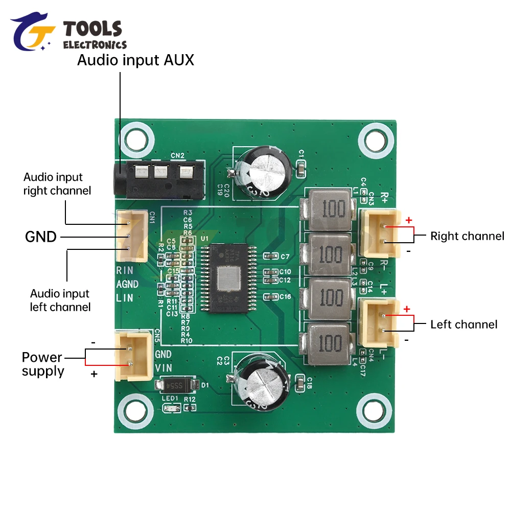 Placa amplificadora de potencia de Audio TPA3116 DC 5V-26V 50W + 50W 2,0 canales Digital Clase D placa amplificadora de Audio estéreo módulo amplificador - imagen 2