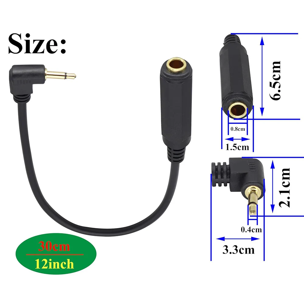 Ángulo recto chapado en oro TS 3,5mm Mono Audio 1/8 "macho a 6,35mm 1/4 pulgadas hembra Mono Cable convertidor amplificador altavoz guitarra - imagen 3