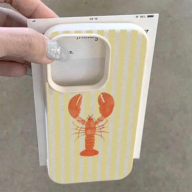 Funda de teléfono langosta a rayas amarillas de verano para iPhone 17 16e 16 15 14 13 12 11 Pro Max X Xs XR XSMax 16Plus cubierta suave a prueba de golpes - imagen 5