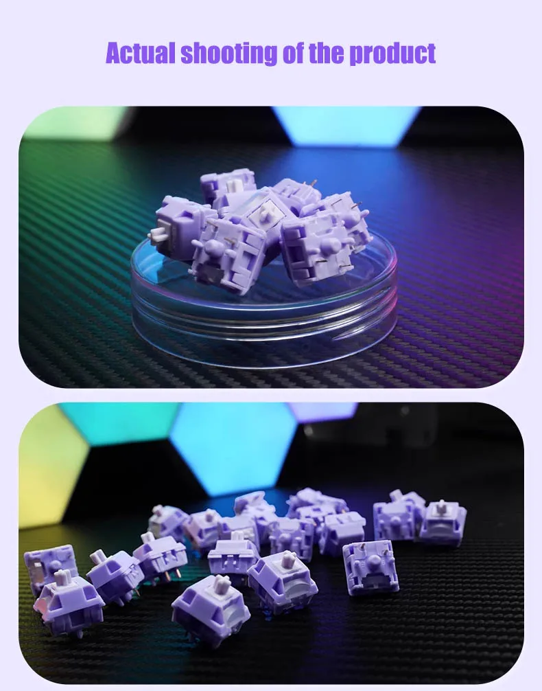 JERRZI interruptor púrpura nebuloso interruptores de teclado lineal silencioso 37g LY POM Gamer interruptor de teclado mecánico para Aula F75 AJAZZ AK820 - imagen 5