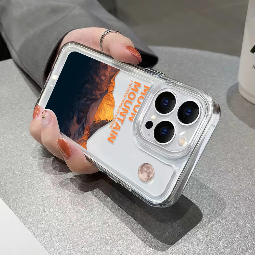 Funda de teléfono transparente para iPhone 11 Funda iPhone 16 13 14 15 Pro Max 12 XR X Xs 7 8 Plus 16pro Fundas de silicona con pico de montaña - imagen 5