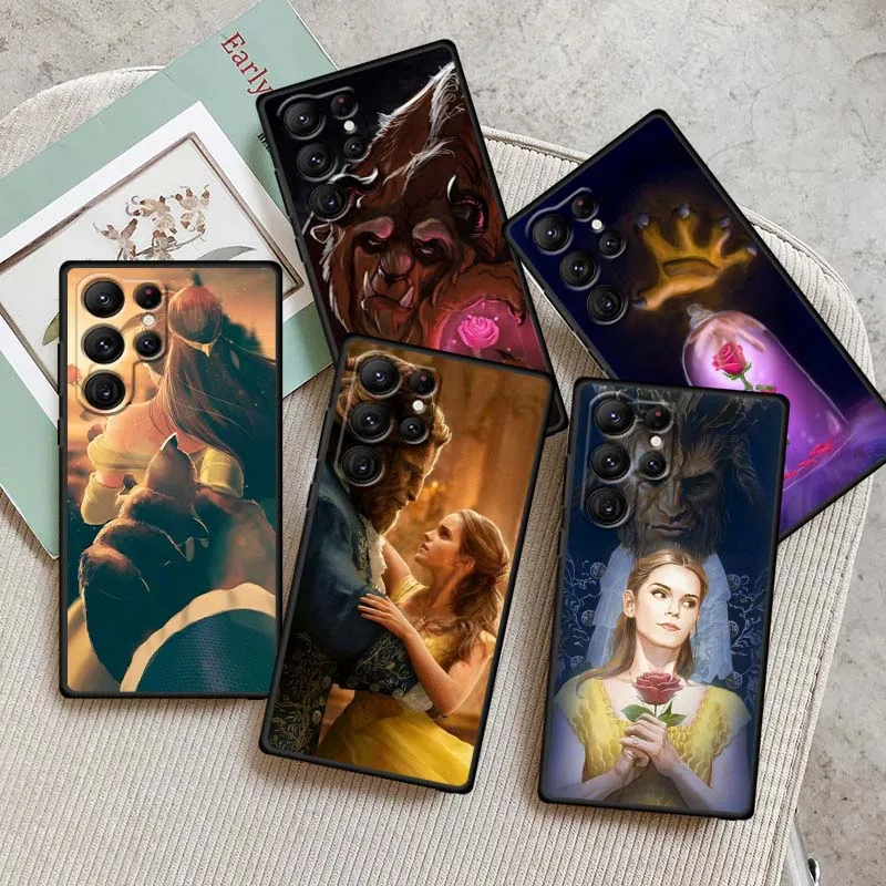 Disney Beauty Beast Belle para Samsung Galaxy S25 S24 S23 S22 S21 S20 S10 Ultra Plus FE 5G negro suave TPU funda de teléfono