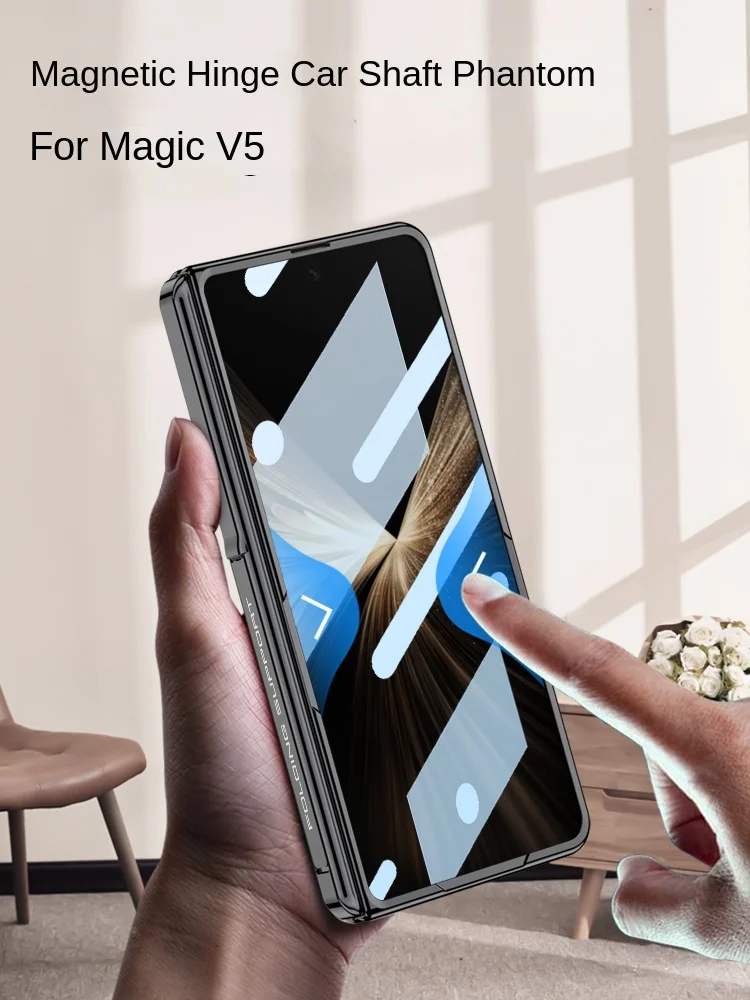Para Huawei Honor Magic V5 funda de lujo chapada Magsafe soporte de bisagra funda protectora trasera magnética para Magic V5 carcasa de teléfono - imagen 5