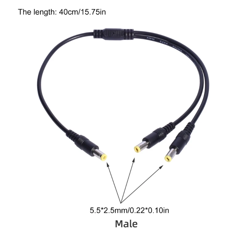 DC Power 1 macho a 2 vías adaptador divisor conector Cable 5,5mm * 2,5mm para cámara CCTV LED enrutadores de luz de tira - imagen 3