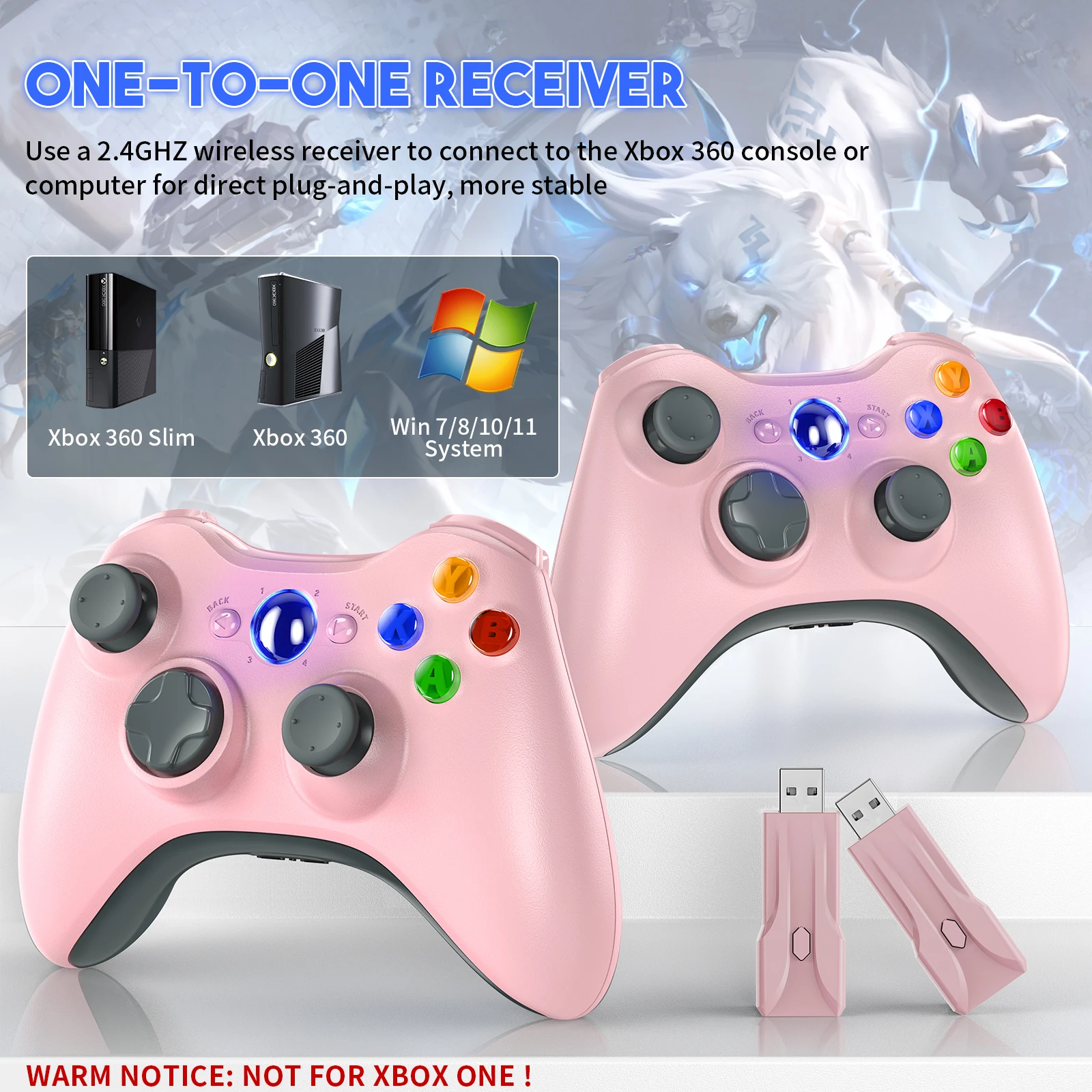 Controlador de mando para Xbox 360/360 Slim Joypad Joystick Compatible con Xbox 360/360 Slim y Pc Joystick de 6 ejes con doble vibración - imagen 2