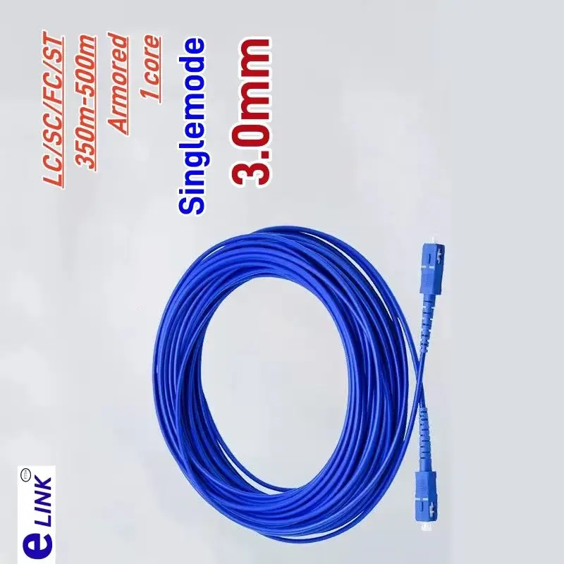 Cable de conexión de fibra óptica 1C ARMORADO 350m400m450m500m Simplex 3,0mm 1 fibra SM SC LC FC ftth puente 1 núcleo monomodo SX - imagen 2
