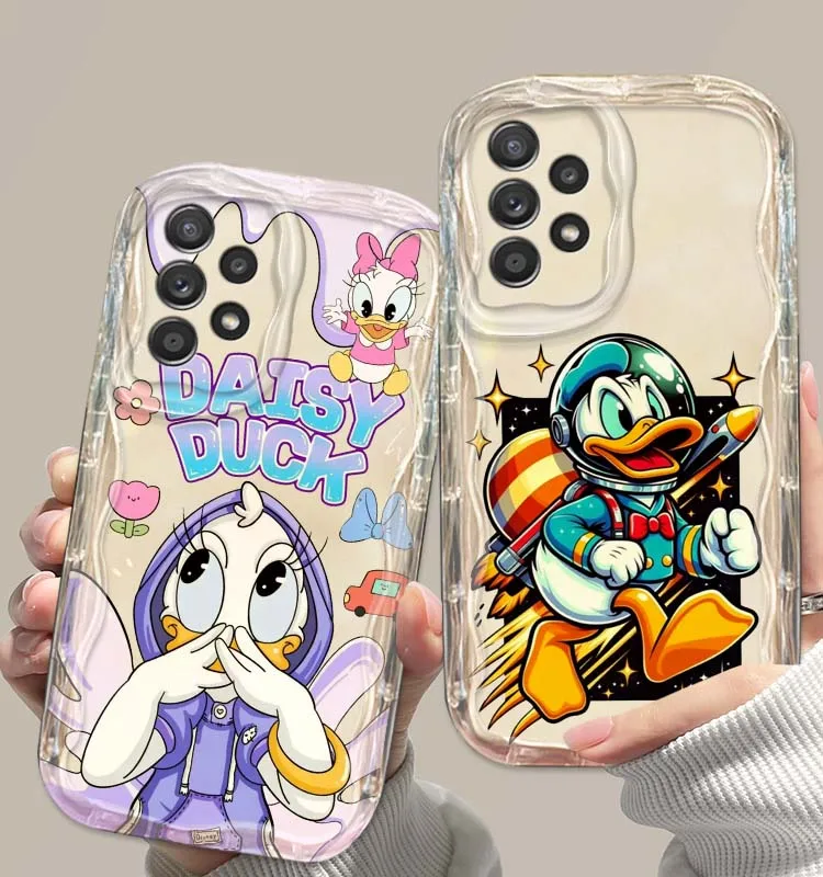 Funda bonita de Pato Donald para Samsung A16 A15 A14 A13 A12 A06 A05 A04 A32 A25 A23 A21S, funda de teléfono con aceite ondulado