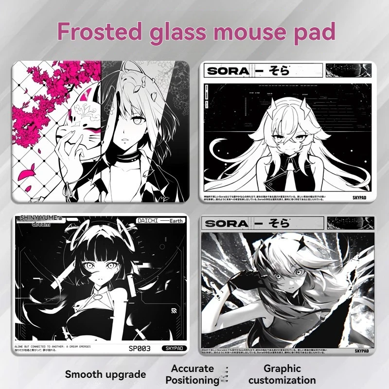 Alfombrilla de ratón de cristal con superficie esmerilada suave, alfombrilla de escritorio personalizada, actualización FPS Esports Skypad SORA YUME, alfombrilla de ratón para juegos, regalos de oficina - imagen 2