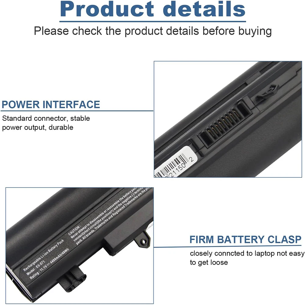 Batería de portátil AL14A32 para Aspire E1-571, E5-571, E5-411, E5-421, E5-511, E5-521, E14, E15, extensión táctil 2509, 2510 - imagen 4