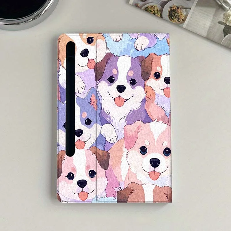 Flor gato perro dibujos animados para Samsung Galaxy Tab S9 S10 S6 S7 S8 FE Plus Lite pulgadas funda plegable para tableta - imagen 2