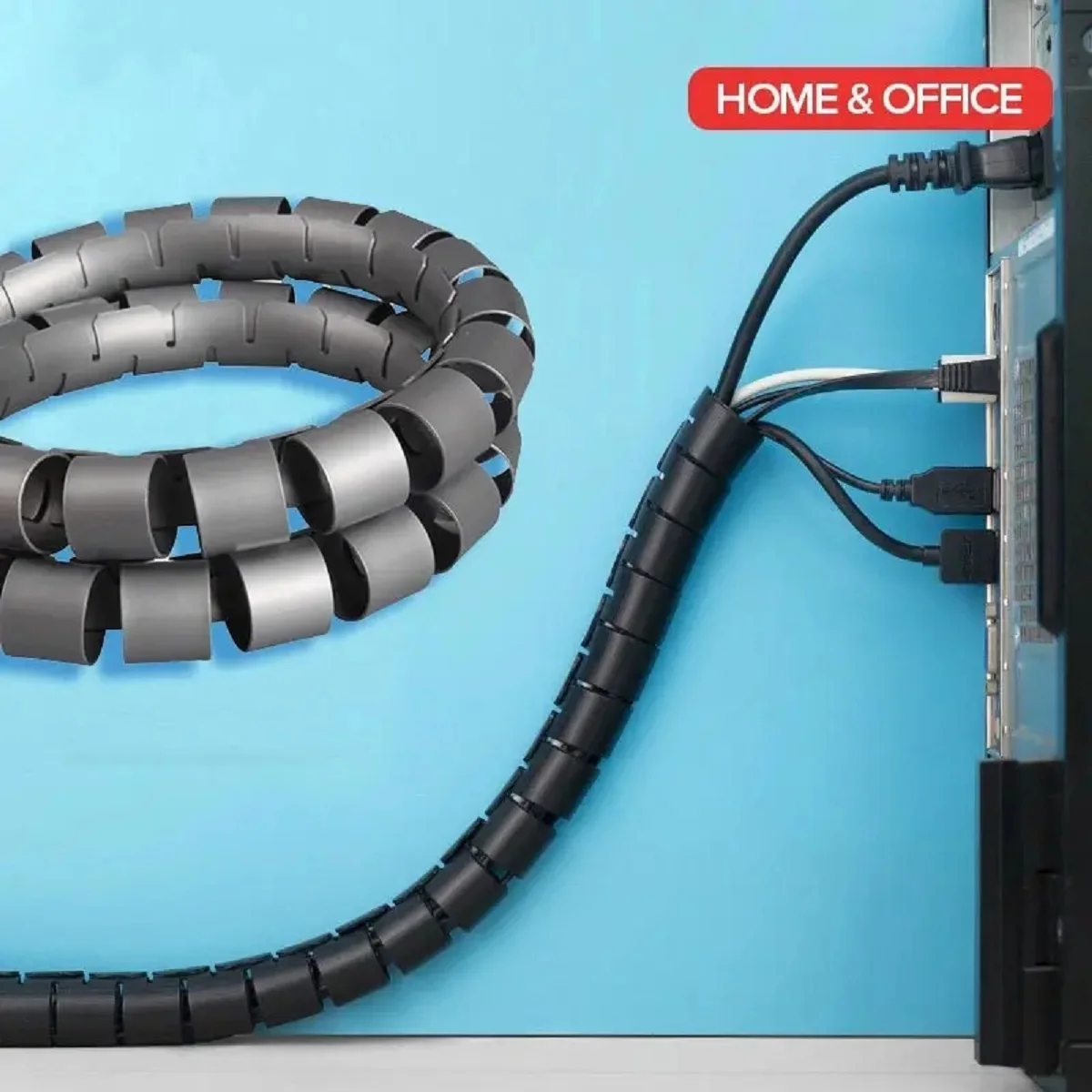 Protector de Cable en espiral Flexible, organizador de cables de ordenador, Clip de tubo Protector, herramientas de gestión, 16/10mm, 2 piezas