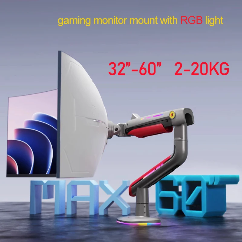 NB aluminio L50 G60 resorte mecánico 32 "-60" 55 "alto arco plano Monitor de juego soporte de escritorio 360 rotación 2-20kg