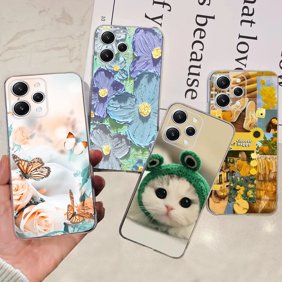 Funda de silicona transparente para Xiaomi Redmi 12, cubierta pintada a la moda, parachoques suave, novedad de 2023 - imagen 2
