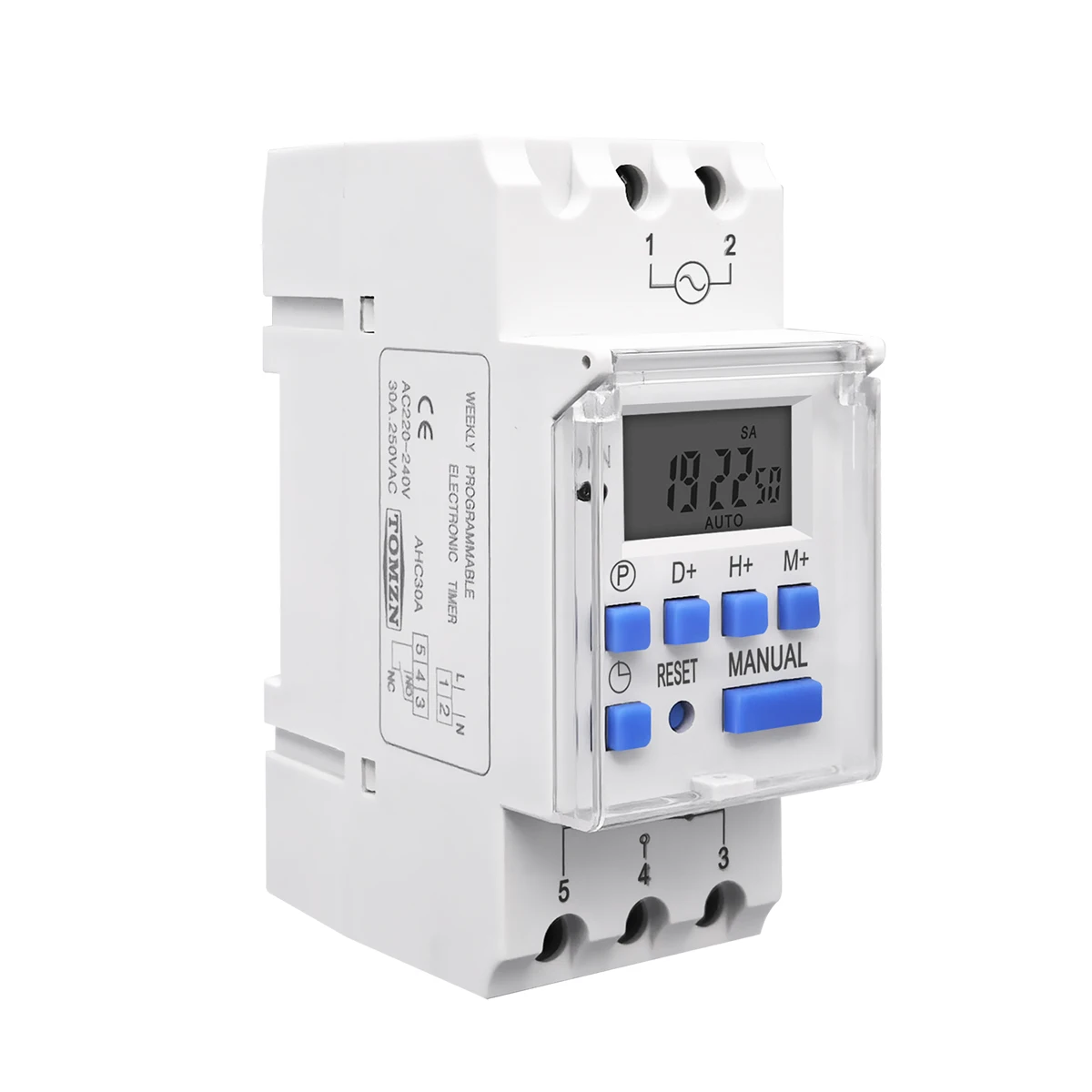 TOMZN AC 220V 230V 12V 24V 48V 16A 1NO 1NC carril Din monofásico semanal 7 días programable interruptor de tiempo Digital relé temporizador - imagen 3