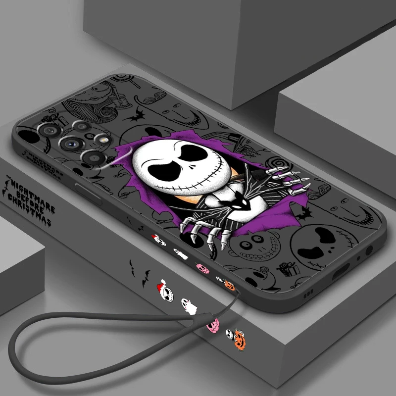 Cuerda líquida de Disney para Samsung, cordón izquierdo con calavera de Nochebuena para modelos A53, A52, A55, A32, A51, A71, A21S, A13, A73, A55, A72, A23, A35, A05, 5G