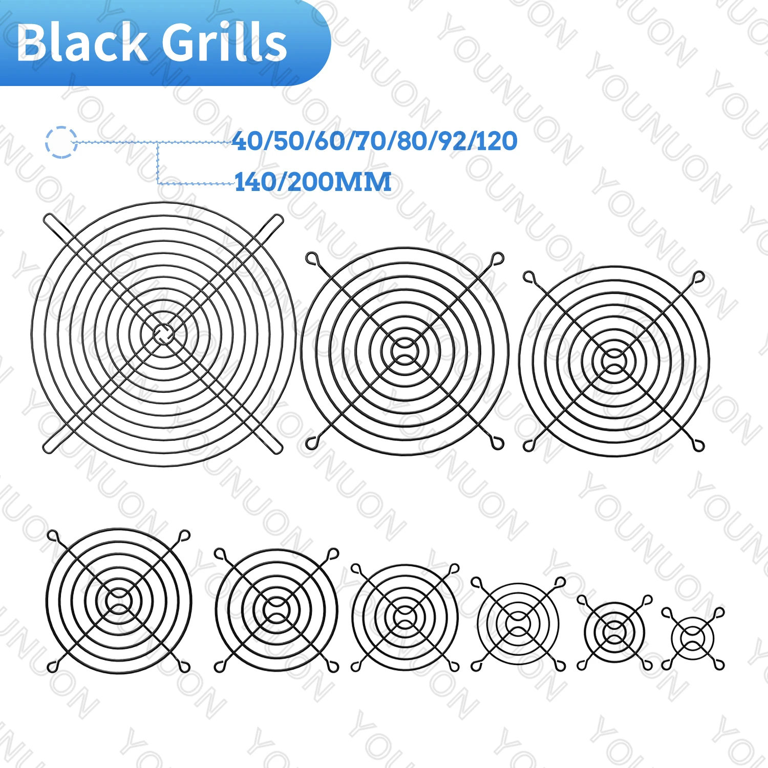 Parrilla metálica para ventilador PC 60-140mm – Protección dedos - imagen 2