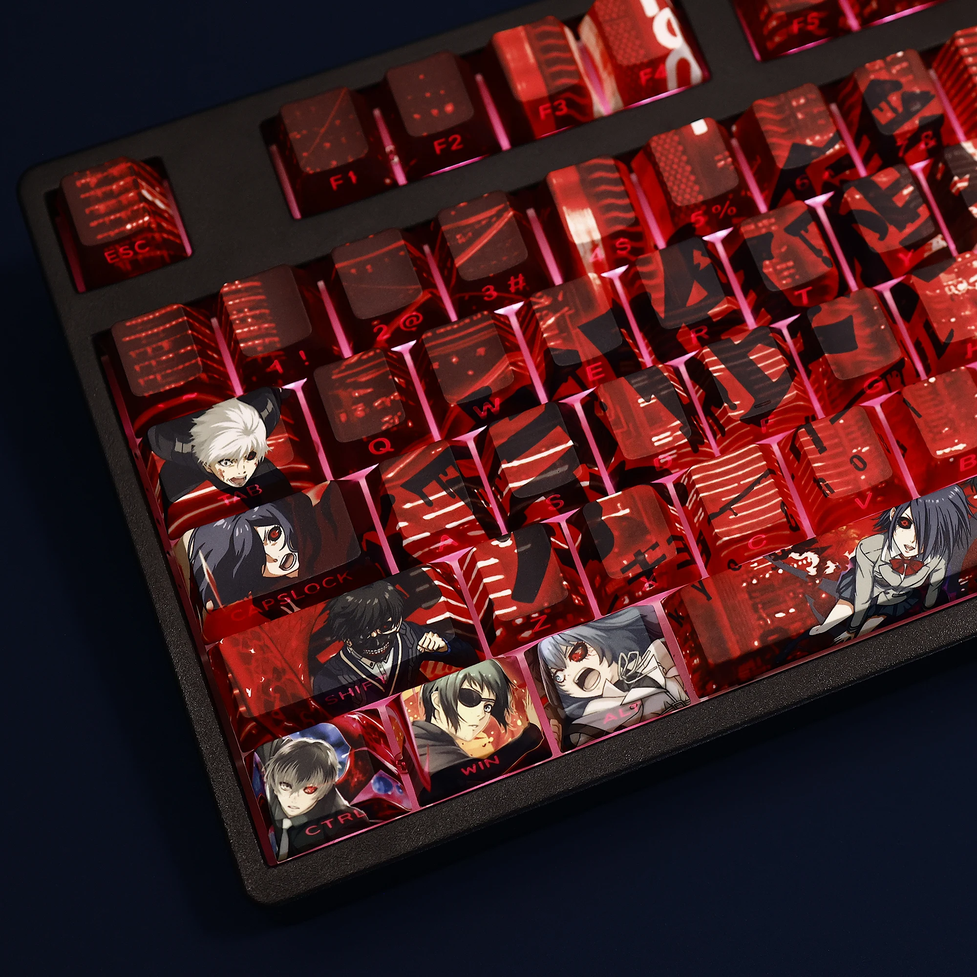 Tokyo Ghoul Kaneki Ken Keycap Cherry Profile 108 teclas PBT lado grabado translúcido Anime Keycaps para teclado mecánico para jugar - imagen 3