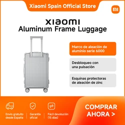 Oficial | Xiaomi Aluminum Frame Luggage, Marco de aleación de aluminio serie 6000, Desbloqueo con una pulsación, Esquinas protectoras de aleación de zinc