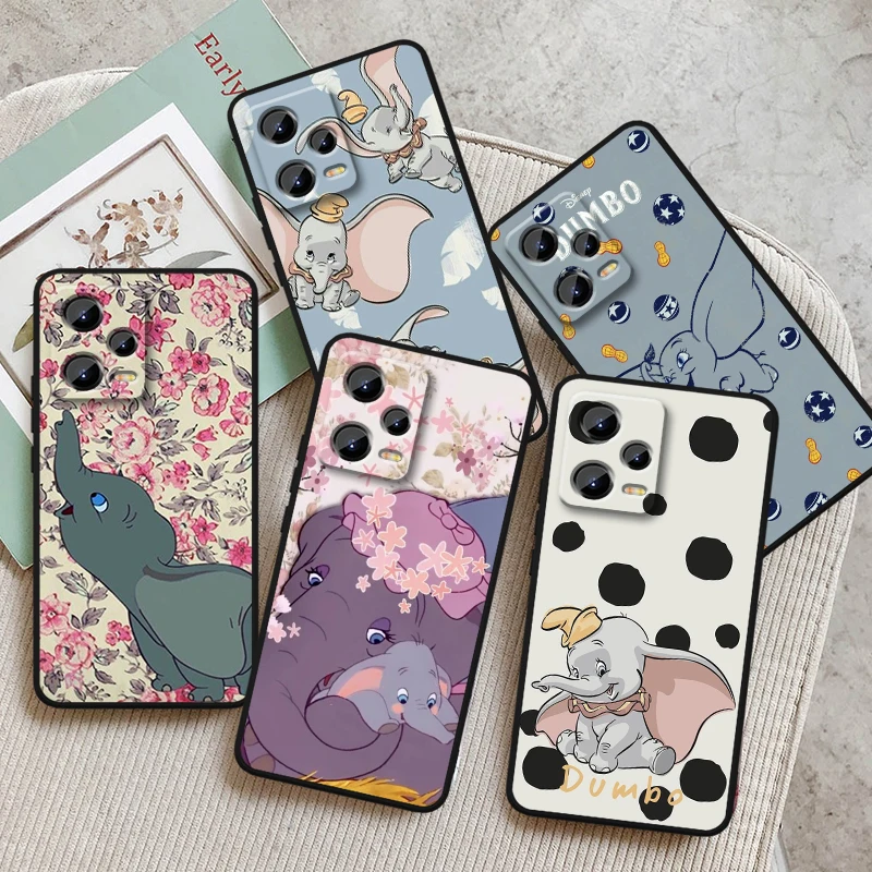 Disney Dumbo funda trasera negra para Xiaomi Redmi Note 13 12R 12 12S Turbo 11 11T 11S 10 10S Pro Plus 5G